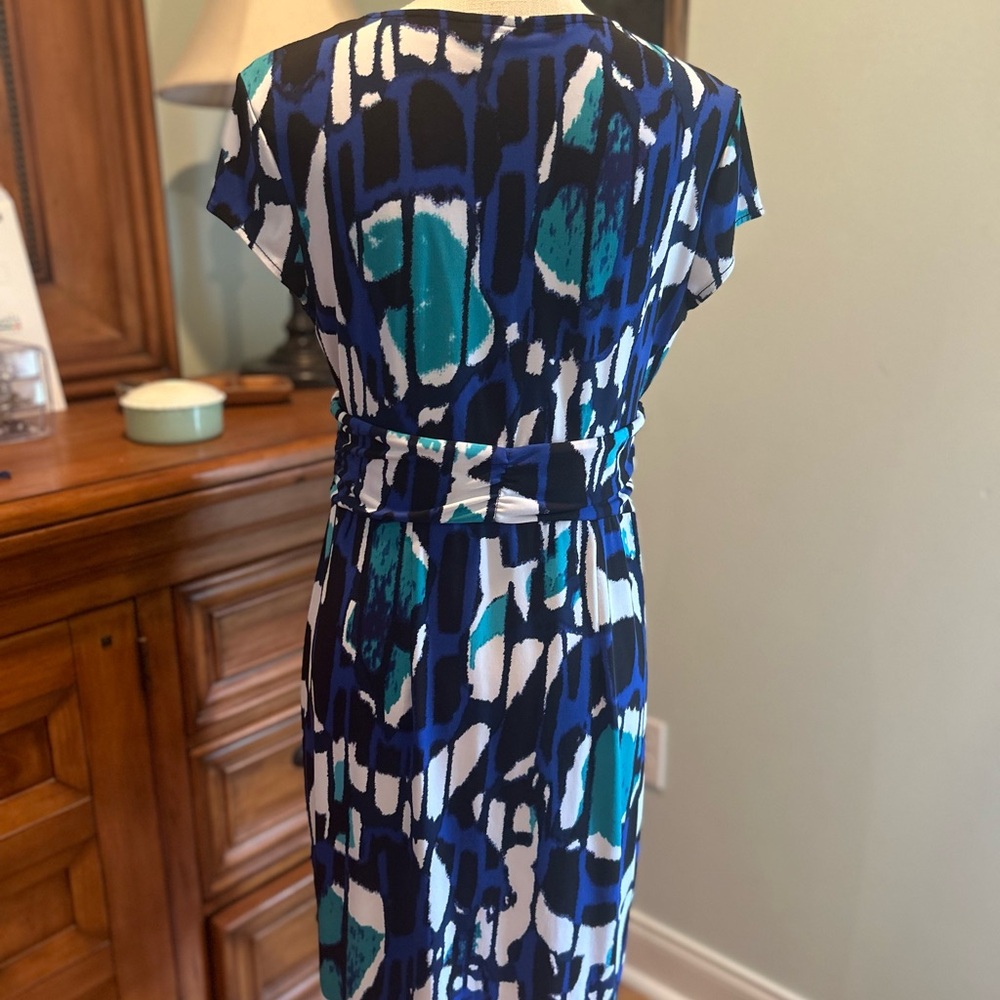 East 5th Teal, Blue & Black Abstract Midi Dress - Picture 5 of 6